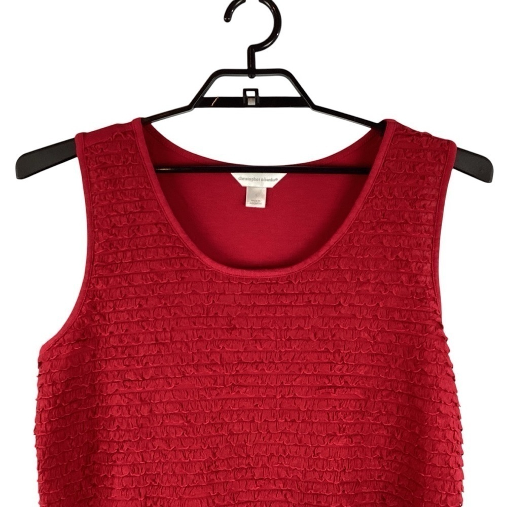 Christopher & Banks Red Ruffle Textured Tank Top Large - Picture 2 of 6